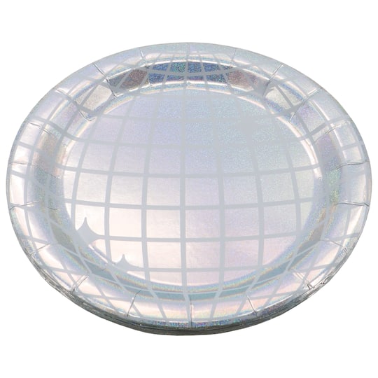 24 Packs: 8 ct. (192 total) 7" Iridescent Disco Ball Snack Plates by Celebrate It™